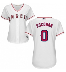 Womens Majestic Los Angeles Angels of Anaheim 0 Yunel Escobar Replica White Home Cool Base MLB Jersey 