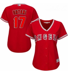 Womens Majestic Los Angeles Angels of Anaheim 17 Shohei Ohtani Replica Red Alternate MLB Jersey 