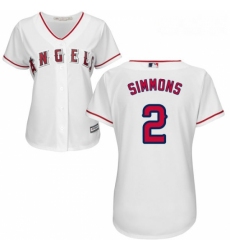Womens Majestic Los Angeles Angels of Anaheim 2 Andrelton Simmons Authentic White Home Cool Base MLB Jersey