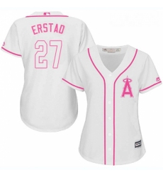 Womens Majestic Los Angeles Angels of Anaheim 27 Darin Erstad Replica White Fashion Cool Base MLB Jersey 