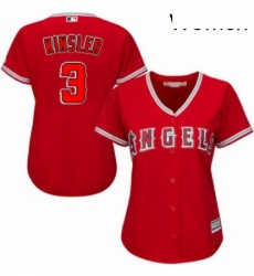 Womens Majestic Los Angeles Angels of Anaheim 3 Ian Kinsler Authentic Red Alternate MLB Jersey 