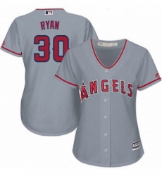 Womens Majestic Los Angeles Angels of Anaheim 30 Nolan Ryan Replica Grey Road Cool Base MLB Jersey