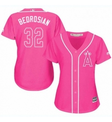 Womens Majestic Los Angeles Angels of Anaheim 32 Cam Bedrosian Authentic Pink Fashion MLB Jersey 