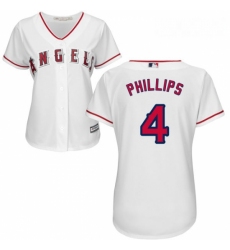 Womens Majestic Los Angeles Angels of Anaheim 4 Brandon Phillips Authentic White Home Cool Base MLB Jersey 