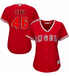 Womens Majestic Los Angeles Angels of Anaheim 46 Blake Wood Authentic Red Alternate MLB Jersey 