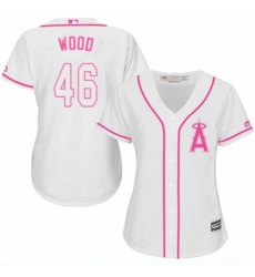 Womens Majestic Los Angeles Angels of Anaheim 46 Blake Wood Authentic White Fashion Cool Base MLB Jersey 