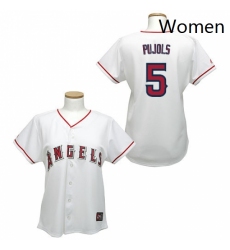 Womens Majestic Los Angeles Angels of Anaheim 5 Albert Pujols Authentic White MLB Jersey