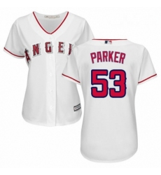 Womens Majestic Los Angeles Angels of Anaheim 53 Blake Parker Authentic White Home Cool Base MLB Jersey 