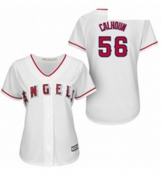 Womens Majestic Los Angeles Angels of Anaheim 56 Kole Calhoun Authentic White Home MLB Jersey