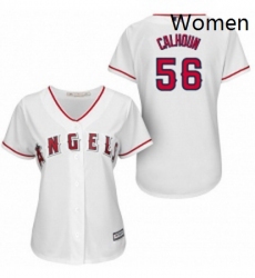 Womens Majestic Los Angeles Angels of Anaheim 56 Kole Calhoun Replica White Home MLB Jersey