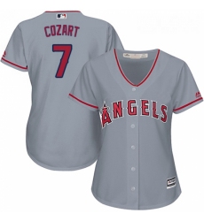 Womens Majestic Los Angeles Angels of Anaheim 7 Zack Cozart Authentic Grey Road Cool Base MLB Jersey 