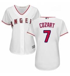 Womens Majestic Los Angeles Angels of Anaheim 7 Zack Cozart Authentic White Home Cool Base MLB Jersey 