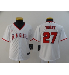 Youth Angels 27 Mike Trout White Youth 2020 Nike Cool Base Jersey
