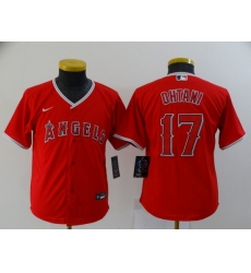 Youth Los Angeles Angels 17 Shohei Ohtani Red Stitched MLB Cool Base Nike Jersey 