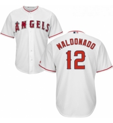 Youth Majestic Los Angeles Angels of Anaheim 12 Martin Maldonado Authentic White Home Cool Base MLB Jersey