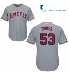 Youth Majestic Los Angeles Angels of Anaheim 53 Blake Parker Authentic Grey Road Cool Base MLB Jersey 