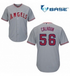 Youth Majestic Los Angeles Angels of Anaheim 56 Kole Calhoun Replica Grey Road Cool Base MLB Jersey