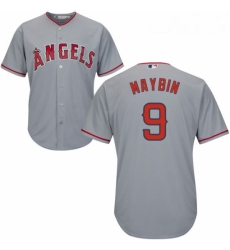 Youth Majestic Los Angeles Angels of Anaheim 9 Cameron Maybin Authentic Grey Road Cool Base MLB Jersey