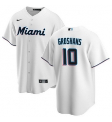 Men Miami Marlins 10 Yuli Gurriel White Cool Base Stitched Baseball Jersey