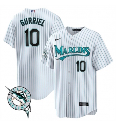 Men Miami Marlins 10 Yulieski Gurriel White Cool Base Stitched Baseball Jersey