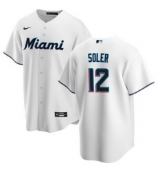 Men Miami Marlins 12 Jorge Soler White Cool Base Stitched Baseball Jersey