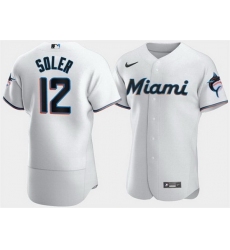 Men Miami Marlins 12 Jorge Soler White Flex Base Stitched jersey