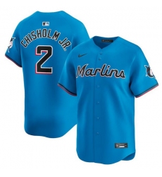 Men Miami Marlins 2 Jazz Chisholm Jr  Blue Limited Stitched Baseball Jersey