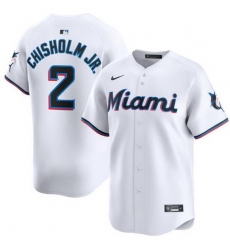 Men Miami Marlins 2 Jazz Chisholm Jr  White 2024 Home Limited Stitched Baseball Jersey