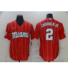 Men Miami Marlins 2 Jazz Chisholm Nike 2021 City Connect Cool Base MLB Jersey Red