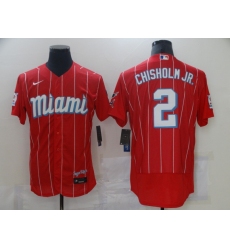 Men Miami Marlins 2 Jazz Chisholm Nike 2021 City Connect Flex Base MLB Jersey Red