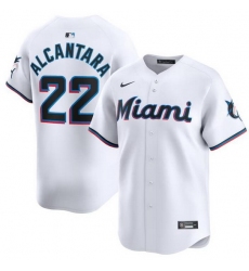 Men Miami Marlins 22 Sandy Alcantara White 2024 Home Limited Stitched Baseball Jersey