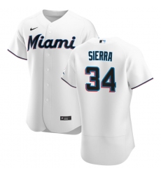 Men Miami Marlins 34 Magneuris Sierra Men Nike White Home 2020 Flex Base Player MLB Jersey
