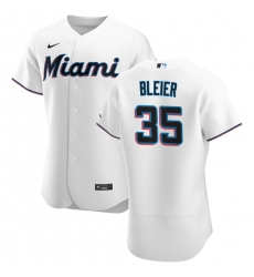Men Miami Marlins 35 Richard Bleier Men Nike White Home 2020 Flex Base Player MLB Jersey