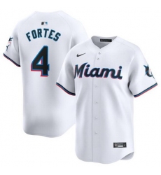 Men Miami Marlins 4 Nick Fortes White 2024 Home Limited Stitched Baseball Jersey