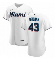 Men Miami Marlins 43 Jeff Brigham Men Nike White Home 2020 Flex Base Player MLB Jersey