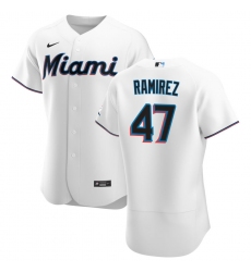 Men Miami Marlins 47 Harold Ramirez Men Nike White Home 2020 Flex Base Player MLB Jersey