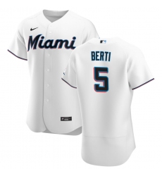 Men Miami Marlins 5 Jon Berti Men Nike White Home 2020 Flex Base Player MLB Jersey