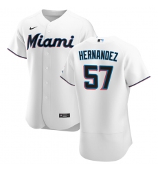 Men Miami Marlins 57 Elieser Hernandez Men Nike White Home 2020 Flex Base Player MLB Jersey