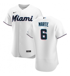 Men Miami Marlins 6 Starling Marte Men Nike White Home 2020 Flex Base Player MLB Jersey