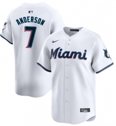 Men Miami Marlins 7 Tim Anderson White Home Limited Stitched Baseball Jersey