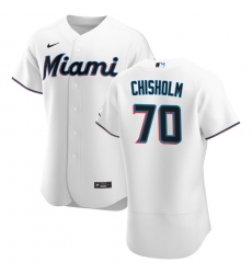 Men Miami Marlins 70 Jazz Chisholm Men Nike White Home 2020 Flex Base Player MLB Jersey