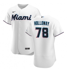Men Miami Marlins 78 Jordan Holloway Men Nike White Home 2020 Flex Base Player MLB Jersey