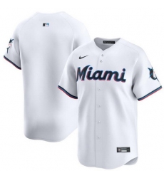 Men Miami Marlins Blank White 2024 Home Limited Stitched Baseball Jersey