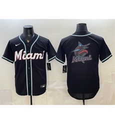 Men Miami Marlins Team Big Logo 2026 Fashion Replica Black Out Stitched Baseball Jersey Men Miami Marlins Team Big Logo 2026 Fashion Replica Black Out Stitched Baseball Jersey