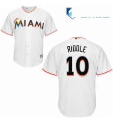 Mens Majestic Miami Marlins 10 JT Riddle Replica White Home Cool Base MLB Jersey 