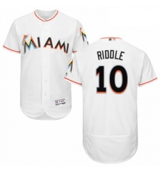 Mens Majestic Miami Marlins 10 JT Riddle White Home Flex Base Authentic Collection MLB Jersey