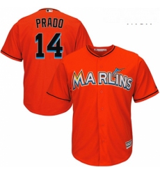 Mens Majestic Miami Marlins 14 Martin Prado Replica Orange Alternate 1 Cool Base MLB Jersey