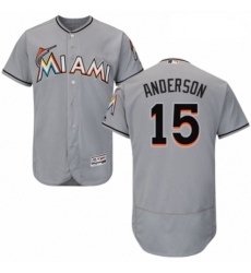 Mens Majestic Miami Marlins 15 Brian Anderson Grey Road Flex Base Authentic Collection MLB Jersey
