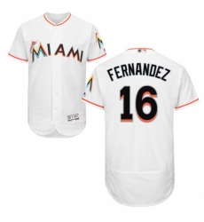 Mens Majestic Miami Marlins 16 Jose Fernandez White Home Flex Base Authentic Collection MLB Jersey