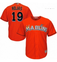 Mens Majestic Miami Marlins 19 Miguel Rojas Replica Orange Alternate 1 Cool Base MLB Jersey 